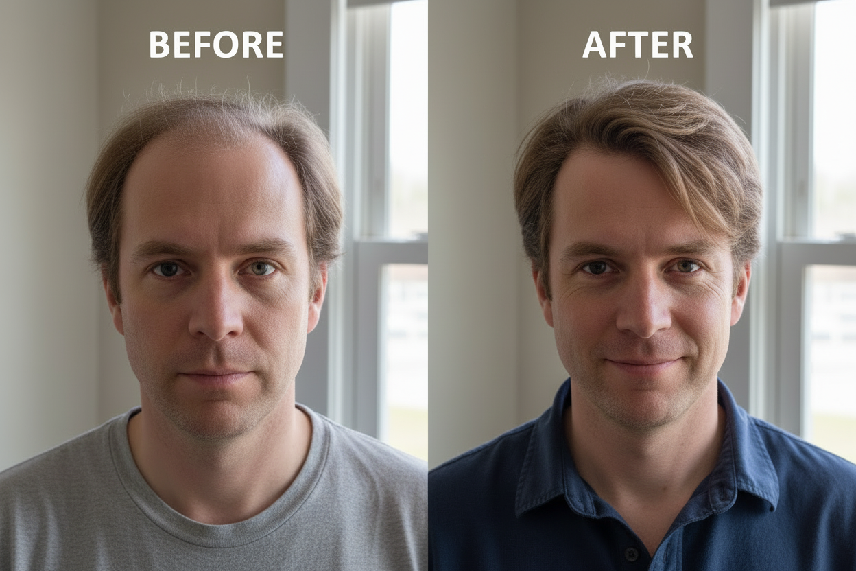 Hair growth before and after - fuller before