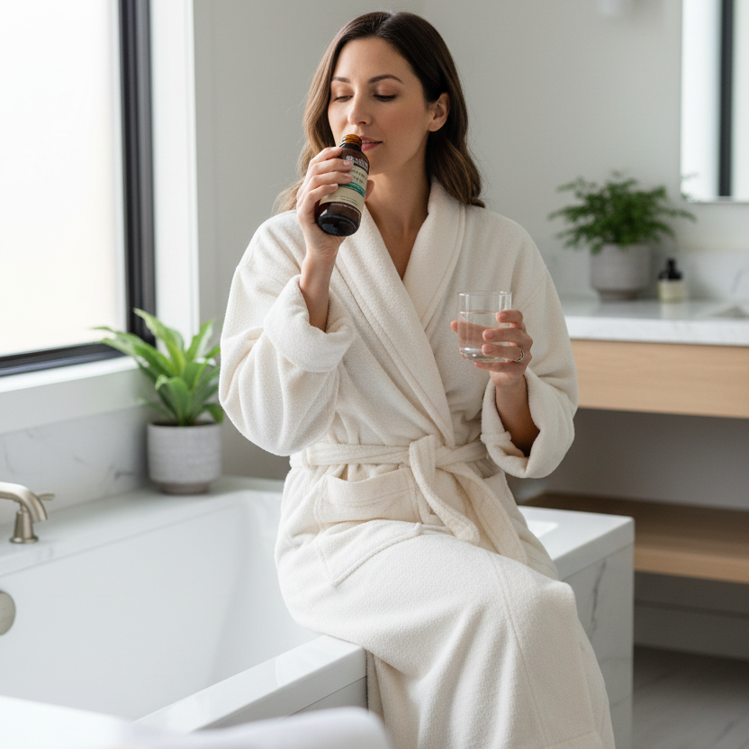 Person Using Lymphatic Drainage Supplement