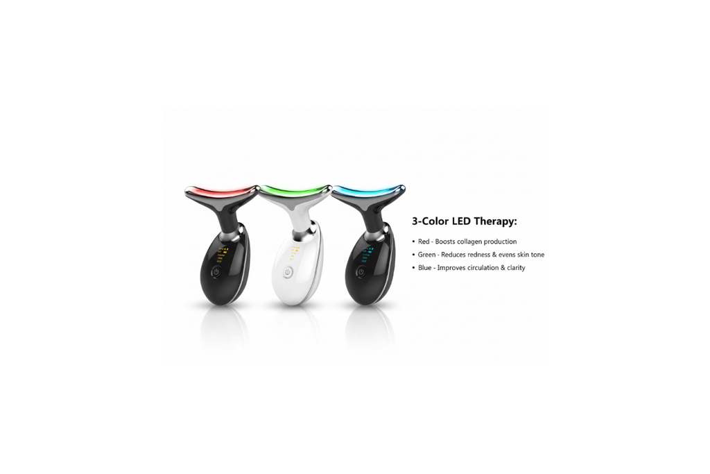 Three massagers with complete red, green, and blue explanations