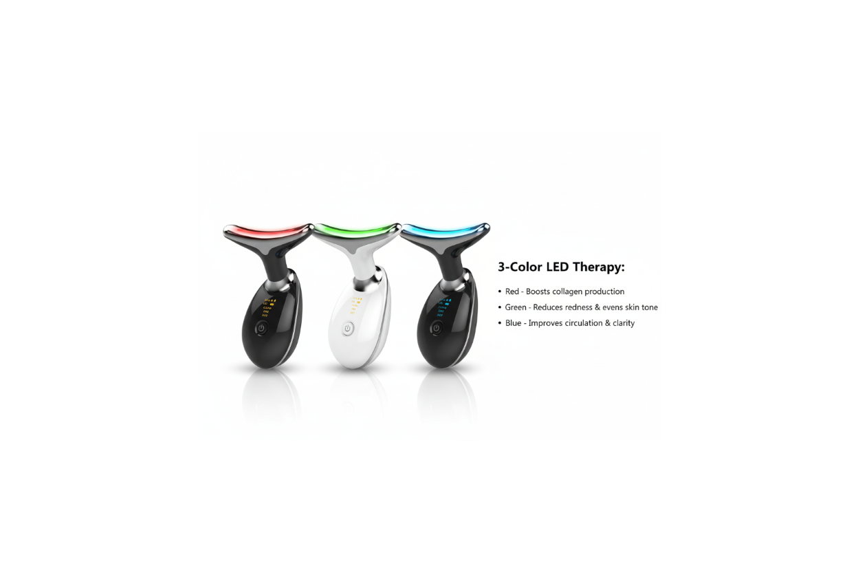 Three massagers with complete red, green, and blue explanations